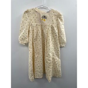 NWT The Umbrella Academy Cherry Printed Linen Dress Girl 6 Yellow Pleated Zipper